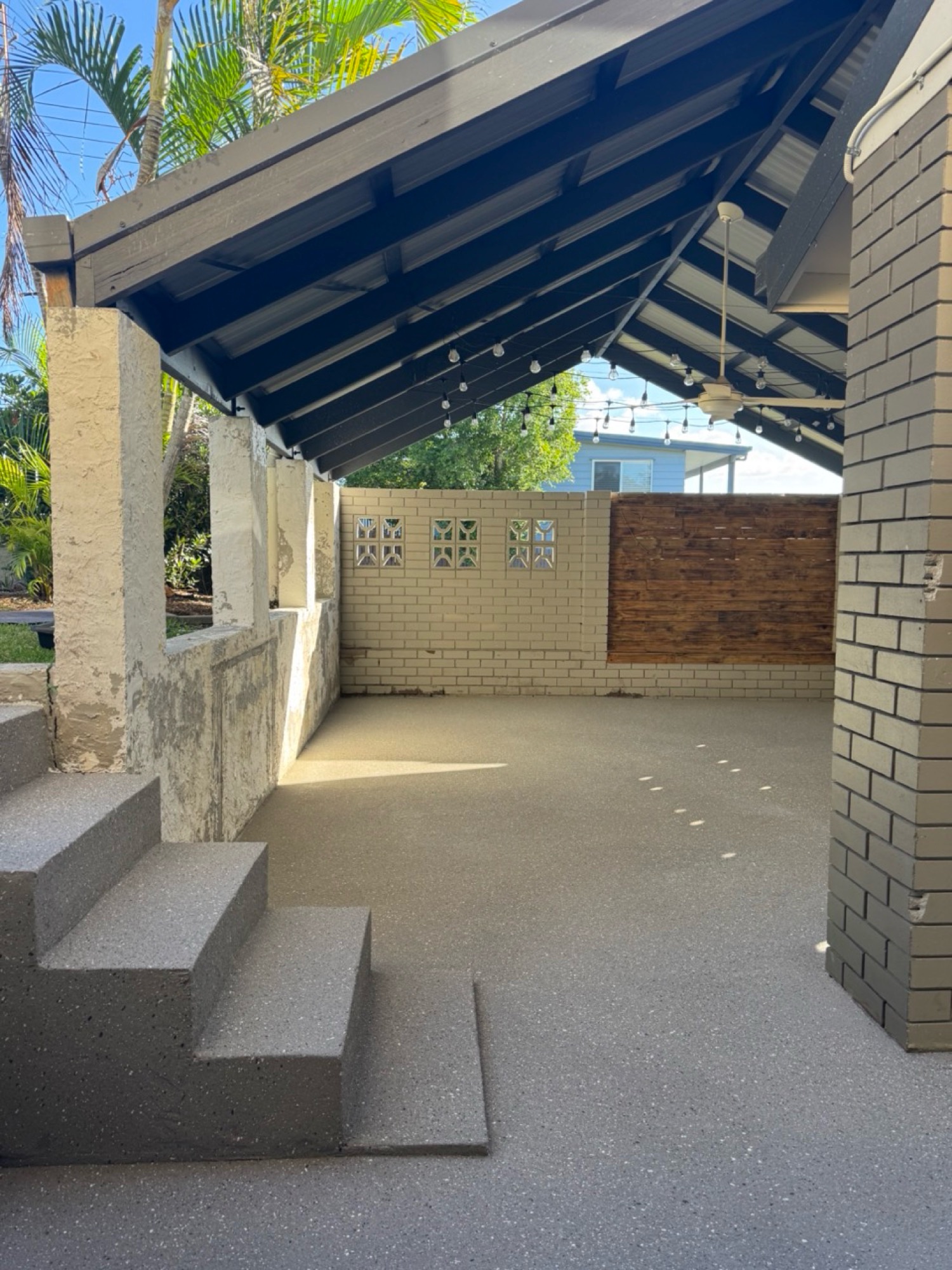 After: patio resurfaced in Shale with fleck